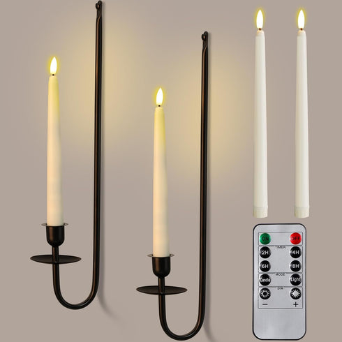 Tessco for you Metal Wall Mount Candle Sconces with 9.6" LED Flameless