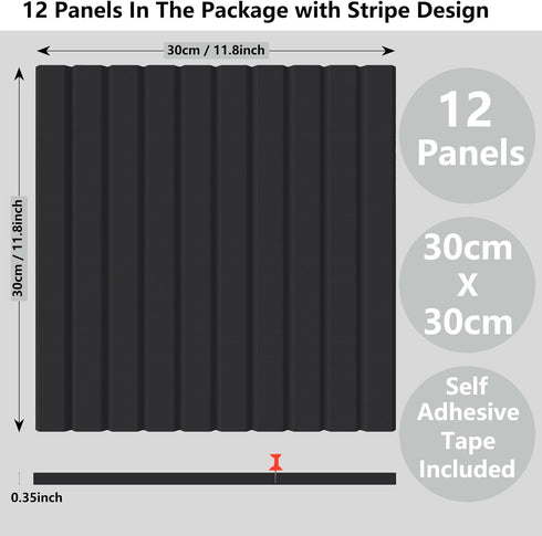 Large Cork Boards for Walls 48 x 36, 12 Pack Striped Felt Wall Tiles with Adhesive Tabs