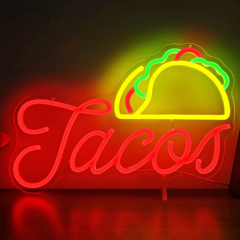 Tacos Neon Sign for Wall Decor Dimmable Led Neon Signs for Business