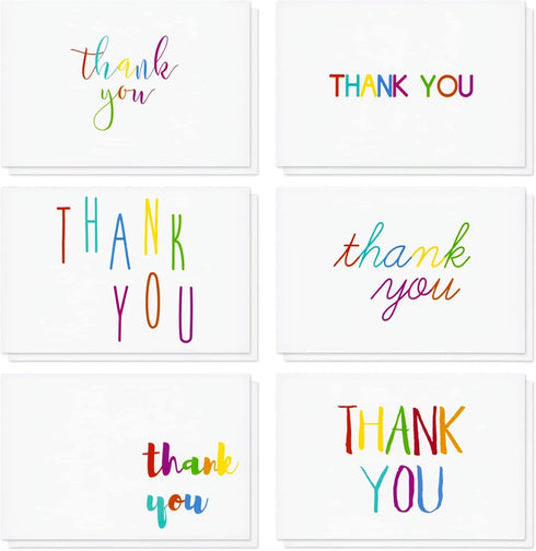 Juvale Thank You Cards with Envelopes - Bulk Blank Thank You Notes