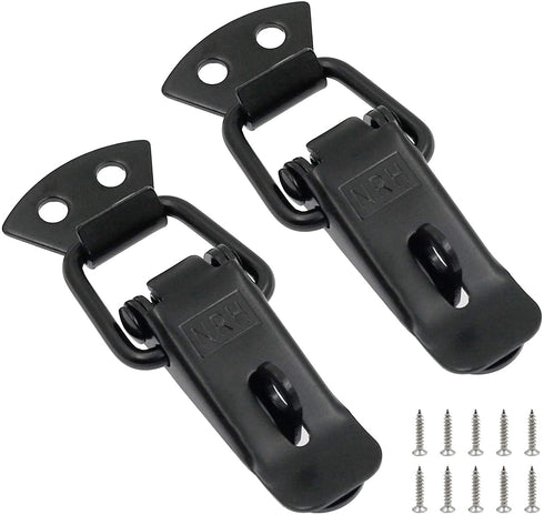 Zorfeter Stainless Steel Spring Loaded Toggle Lock Clasp, Black, Pack of 2 with Mounting Screws