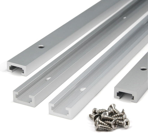 Zeberoxyz 4pcs 400mm/16" Aluminum T-Track Slider with Screws Double Cut Profile Universal with Predrilled Mounting Holes for Woodworking and Clamps DIY Tools (Size:400mm, 4pcs)
