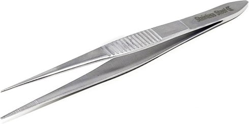 Stainless Steel High Precision Forceps with Fine Strong Straight Serrated Point for Scientific Use, 3.5 Inch