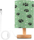 ALAZA Black Footprint Polka Dot Green Bedside Table Lamp with USB Port