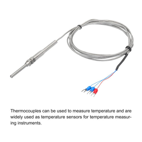 MECCANIXITY PT100 RTD Thermocouple Stainless Steel M8 Temperature Sensor Probe -50 to 500C 6.6ft