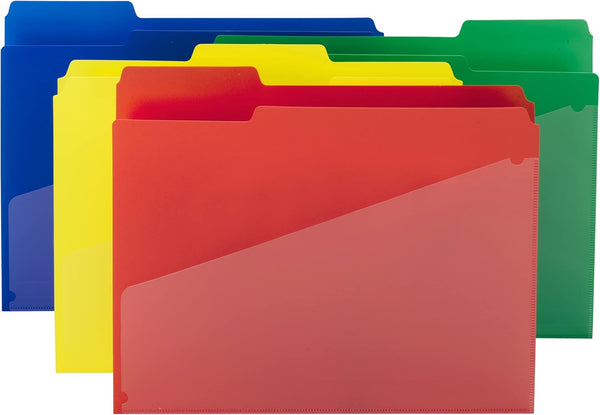 Smead Poly File Folder with Slash Pocket - 1/3-Cut Tab, Letter Size, Assorted Colors, 12 per Pack