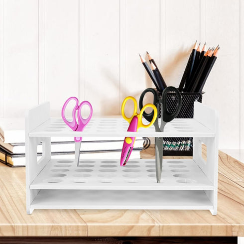 Scissors Rack Organizer, Art Craft Supplies Classroom Test Tube Display Rack for Office Desk