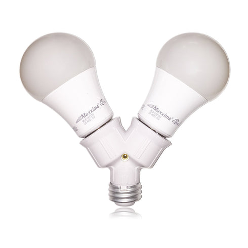 Maxxima Light Bulb Socket Splitter - 1-into-2 Converter for LED, CFL, Incandescent E26 and E27 Bulbs, 3 Pack