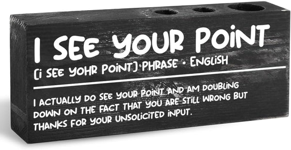 Funny Office Gift for Coworker, Cute Rustic Wooden Pencil Holder, Funny Desk Organizer Gift for Home Office Friends Boss