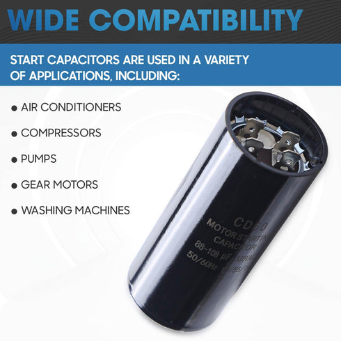 Seentech 88-108 uf MFD CD60 Round Start Capacitor, 330 VAC Replacement Part for HVAC, Air Conditioners