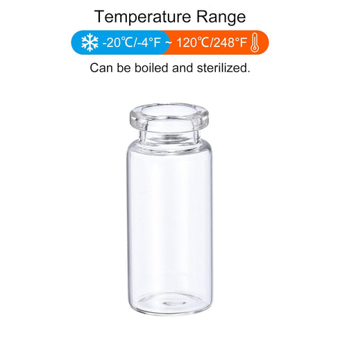 PATIKIL 200pcs 10ml Glass Vials, Small Empty Sample Bottles with Caps, Rubber Stopper for Lab Injection, Essential Oil