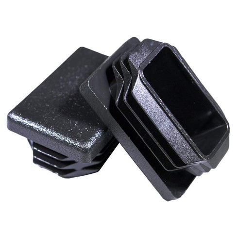 Prescott Plastics 1" x 1 1/2” Ribbed Plastic Hole Caps, 10 Pack, Durable Black Rectangular End Caps for Indoor Outdoor