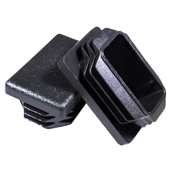 Prescott Plastics 1" x 1 1/2” Ribbed Plastic Hole Caps, 10 Pack, Durable Black Rectangular End Caps for Indoor Outdoor