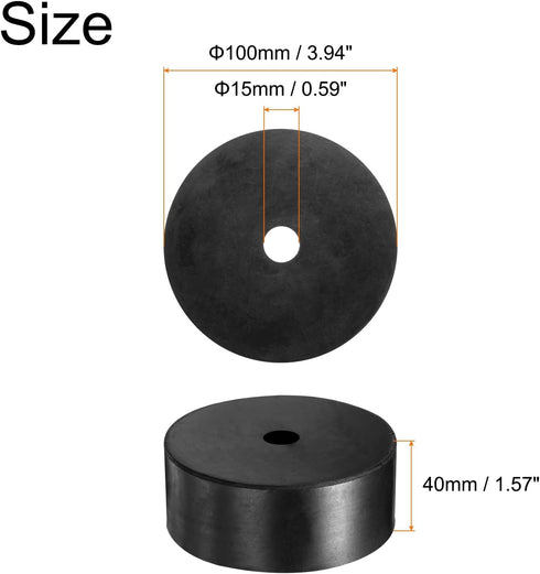 uxcell 4pcs Rubber Spacers, 100mm OD, 15mm ID, 40mm Height Round Anti Vibration Spacer for Home Car Accessories
