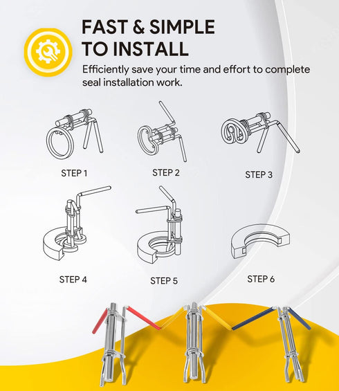 3 Pack Hydraulic Seal Installation Tools, Cylinder Piston Repair Seal Kit, U-Cup Rod Seal Installation Tool Set