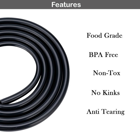 Eastrans 5/8" ID Silicone Tubing, Food Grade Flexible Pure Silicone Hoses High Temp for Home Brewing, 10 Feet Black