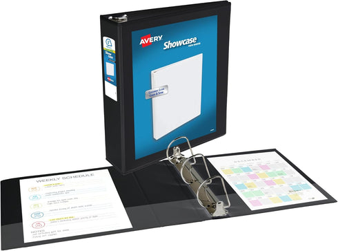 Avery Economy Showcase View 3 Ring Binder, 3 Inch Slant Rings, 1 Black Binder (19750) by AVERY