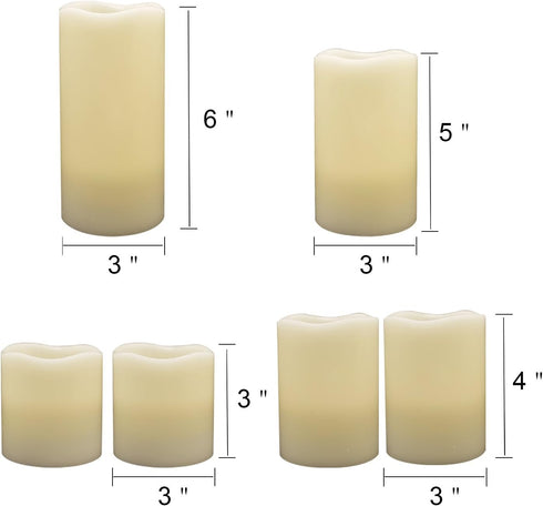 18-Key 3 6 Pack Decor(3" 3",4", 5",6") DRomance Color Changing Flameless Candles with Remote and Timer, AAA Batteries