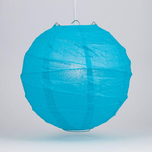 Luna Bazaar Premium Paper Lantern, Lamp Shade (20-Inch, Free-Style Ribbed, Turquoise Blue)