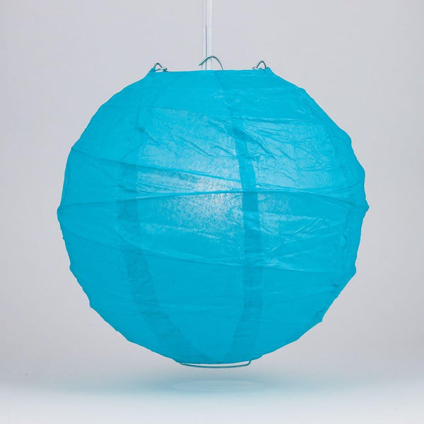 Luna Bazaar Premium Paper Lantern, Lamp Shade (20-Inch, Free-Style Ribbed, Turquoise Blue)