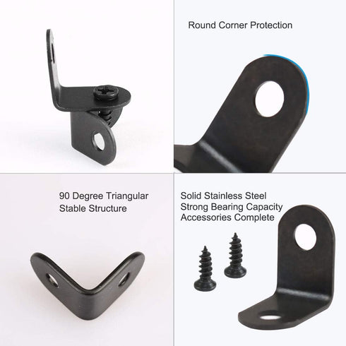 80pcs 12x12mm uxcell Angle Bracket Metal Black Corner Brace Fastener L Shaped Right Angle Brackets Corner Protector