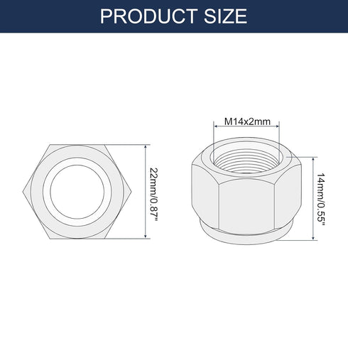 uxcell 35Pcs M14x2mm Nylon Insert Hex Lock Nuts, 304 Stainless Steel Self-Locking Stop Nut