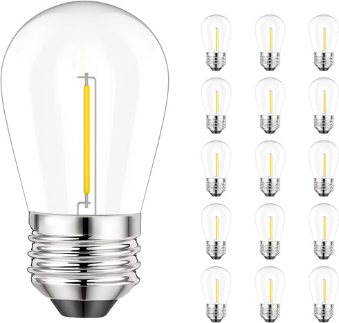 Svater S14 LED Bulbs for Outdoor String Light, E26 Base, 1W Equal to 11W Incandescent, 2700K Warm White, 15 Pack