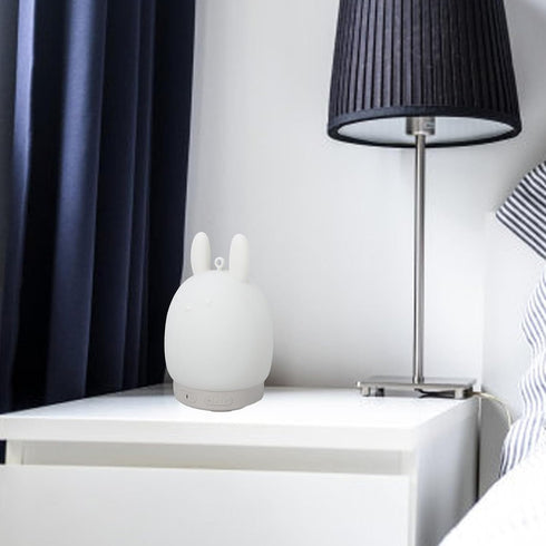 Dimmable 3 Speaker Night Light, Brightness Levels with White Noise Machine for Sleeping, Adorable Rabbit Design Speaker