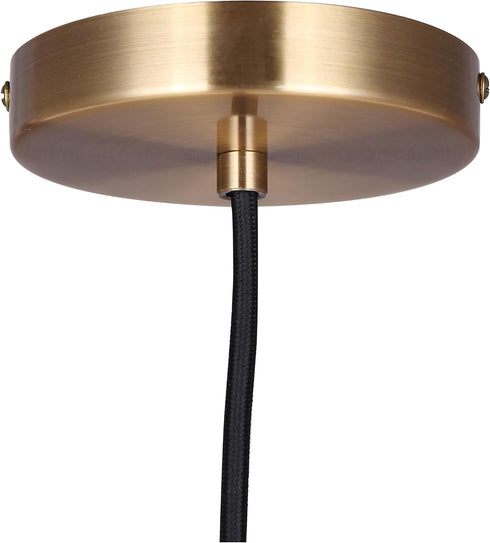 1 Canarm Kinslea Light Pendant Light, Gold Finish with Ribbed Glass Shade, Adjustable Black Cord, Contemporary Lighting