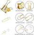 Gold Paper Clips and Binder Clips Set, Assorted Sized Metal Binders with Push Pins for Desk Accessories