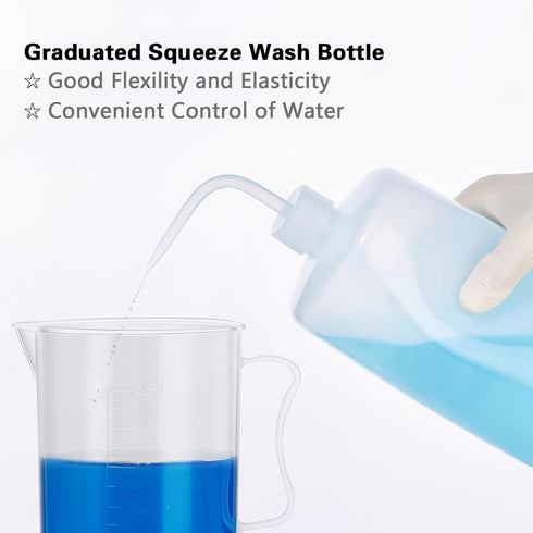 4PCS Plastic Graduated Cylinders Set 10ml 25ml 50ml 100ml, 5PCS Beakers Set 50ml 100ml 250ml 500ml 1000ml
