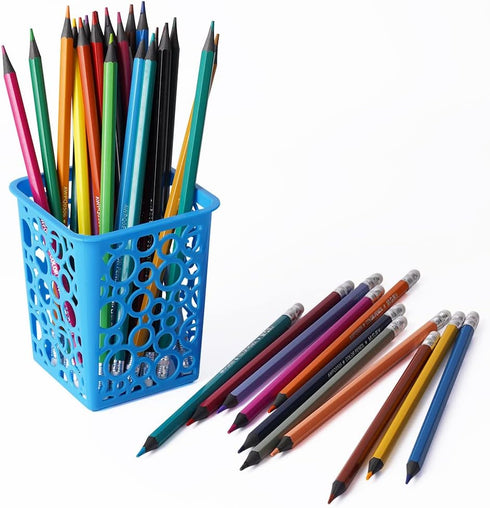 IELEK Pencil Holder Pen Cups, Colorful Square Classroom Storage Organizer for Desk, Pack of 12