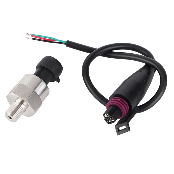 Pressure Transducer Sender Sensor for Oil Fuel Air Water, 1/8" NPT Thread Stainless Steel, 100 PSI