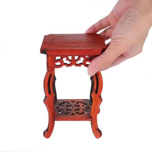 100% Garneck Wood Plant Stand Unique Design Small Decorative Pedestal Base for Indoor Plants Natural Wood for Home