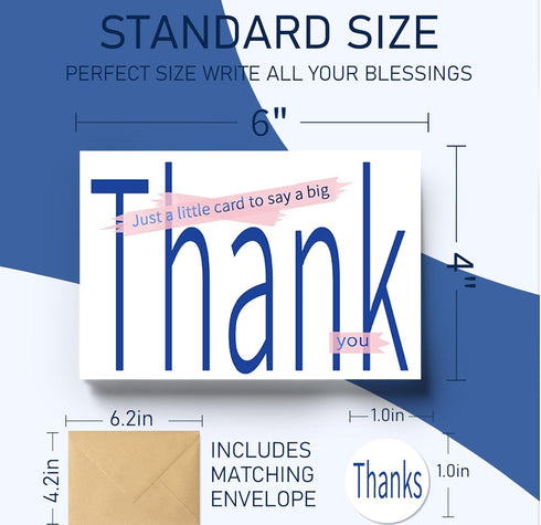 Frelimiu 150 Pack 4x6in Thank You Cards with Envelopes & Stickers Gold Foil Blank Greeting Note Cards Personalizable