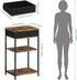 FANSXIVITA 3-Tier Printer Stand with Fabric Drawer, Industrial Sturdy Under Desk Printer Cart with Open Storage, Narrow