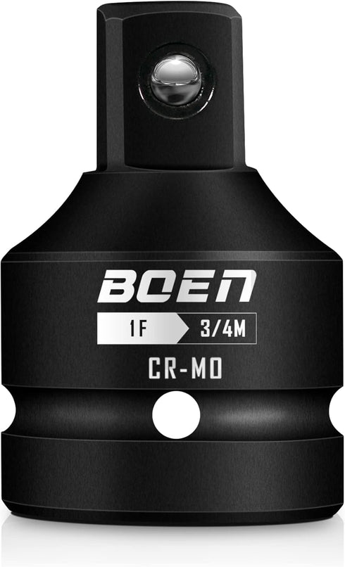 BOEN 1"F to 3/4"M Impact Socket Adapter, Cr-Mo Steel, Socket Adapter Set for Impact Driver Conversions