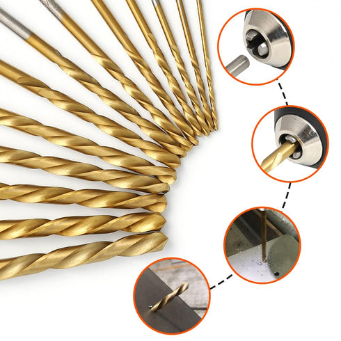 COMOWARE Left Hand Drill Bit Set, 13 Piece M2 HSS with Titanium Nitride Coating, SAE (1/16" - 1/4")