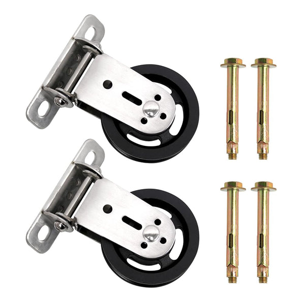 CNQLIS Gym Pulley Blocks, 3.46in Wall Mount Fixed Pulley Wheel, 180 Degree Rotation for Gym Equipment (2 Pcs)