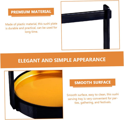ULTECHNOVO Handheld Sushi Tray Round Plastic Sashimi Serving Dish Creative Food Display for Snacks and Sushi