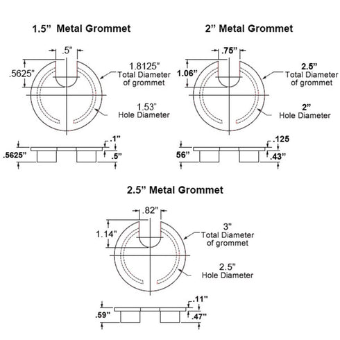 Electriduct 1.57" Metal Desk Grommet, 40mm Cable Hole Cover Wire Cord Organizer in Black Epoxy