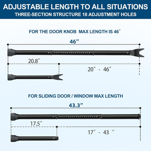 Jammer 1 Pack) Door Security Bar, Rerishom Door Stoppers Security bar,Heavy Duty Door Lock Security Door Door Stopper