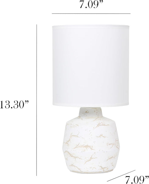 LT1171-OFF 13.78" Simple Designs Chic Glow Marble Inspired Concrete Table Lamp with Fabric Shade, for Bedroom, Office