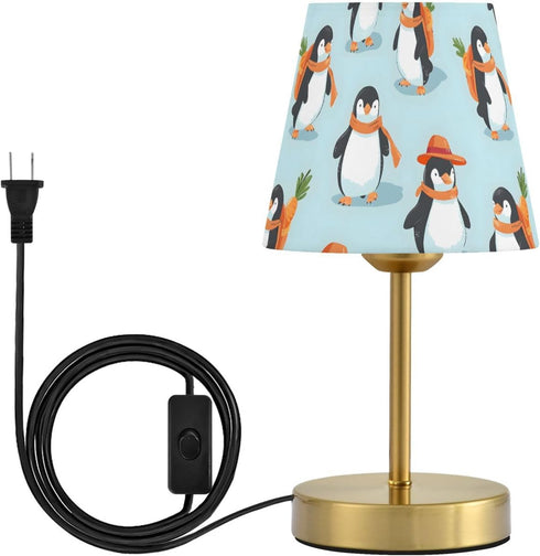 WEIYEKO Dimmable Penguin Carrot Blue Table Lamp LED Desk Lamp Bedside Light with USB Port for Office Bedroom Living