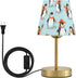 WEIYEKO Dimmable Penguin Carrot Blue Table Lamp LED Desk Lamp Bedside Light with USB Port for Office Bedroom Living