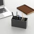 NIUBEE Acrylic Pen Holder, Black Pencil Organizer Cup with 3 Compartments for Countertop Desk Accessory Storage
