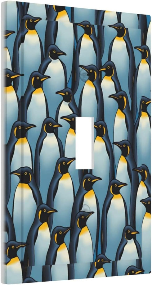 haigof 1 3 5 Inch Antarctic Penguins Light Switch Cover Wall Plate Gang Single Plates Print Faceplate Home Decor X