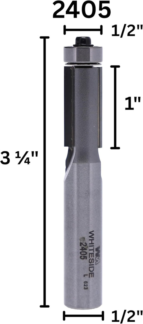 Whiteside Router Bits 2405 1/2-Inch 1-Inch Flush Trim Bit with Cutting Diameter and Cutting Length