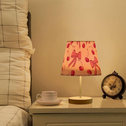 3 ALAZA Table Lamp Bow Cherry Pink Bedside Lamp for Bedroom LED Nightstand Desk Lamp with USB Port, Way Temperatures