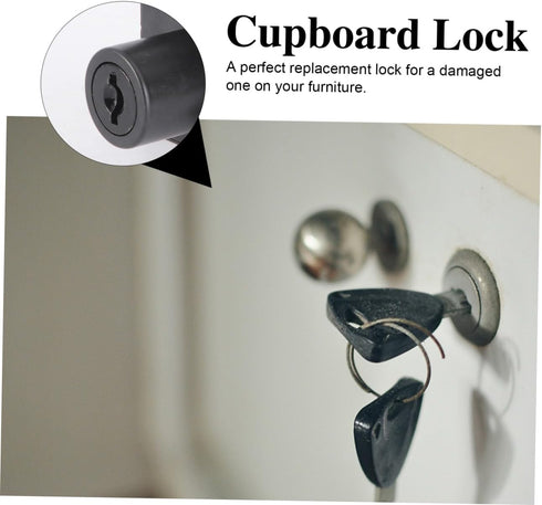 3pcs DOITOOL Office Files Cabinet Lock Zinc Alloy Lock Keys Diameter Easy to Install for Office Cabinets Bedside Black